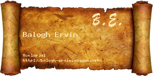Balogh Ervin névjegykártya